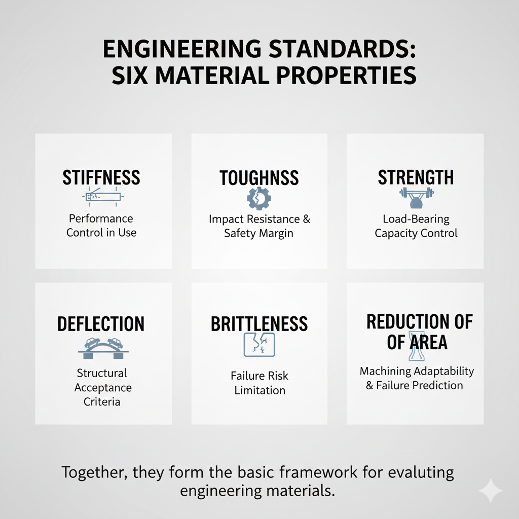 Material Strength Deflection Chart Stiffness, Toughness, Strength, Deflection, Brittleness, and Reduction ...