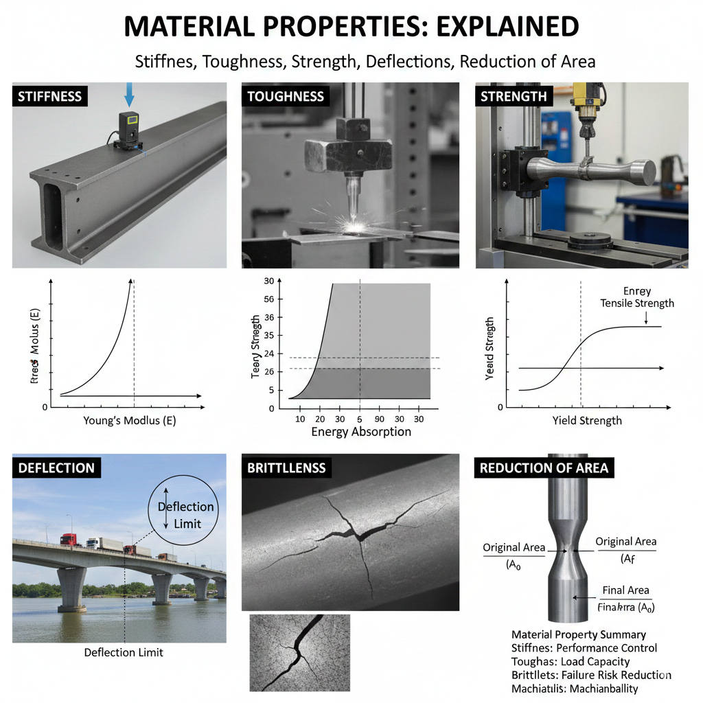 Material Strength Deflection Chart Stiffness, Toughness, Strength, Deflection, Brittleness, and Reduction ...
