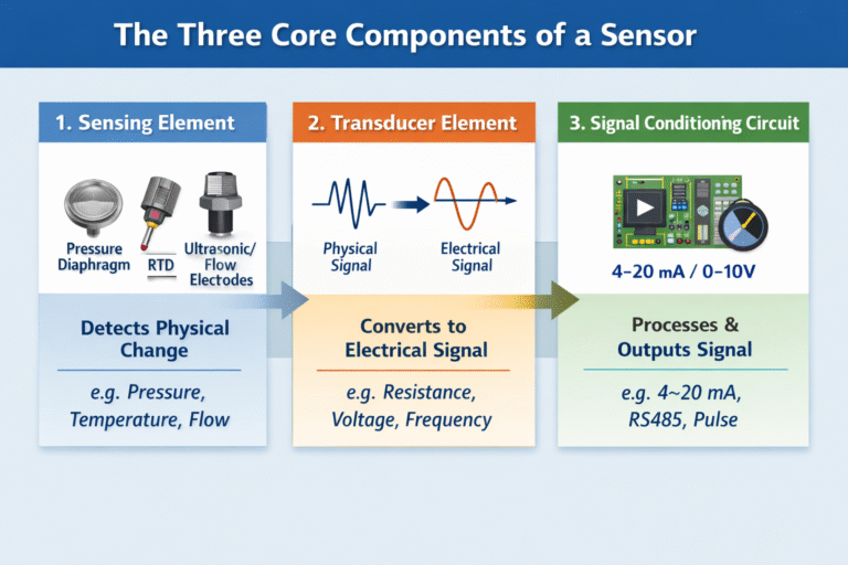 Data Stream Sensor Component How Sensors Work: Core Components and Their Role in Industrial ...